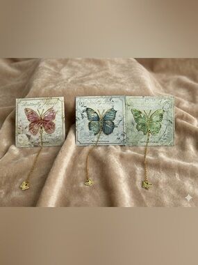 Floral Butterfly Metal Bookmarks - 3 Pack Stained Glass Style Stationery Gift